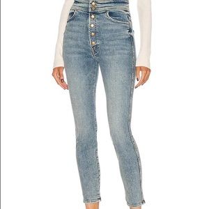 Womens MOTHER High Rise The Swooner Snapped Ankle Bonfire Lighting Sz 27